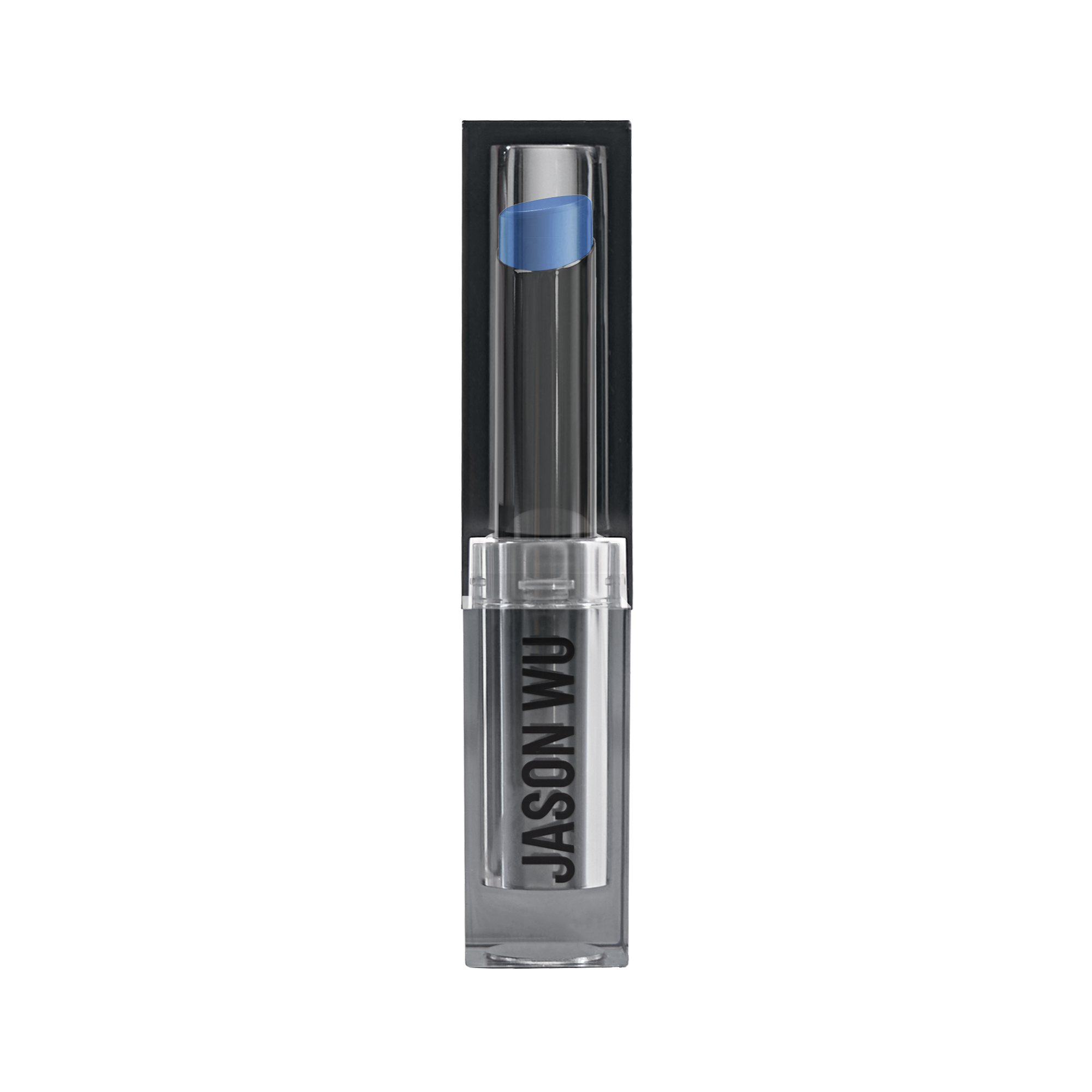 Black lipstick with a clear cap and blue top