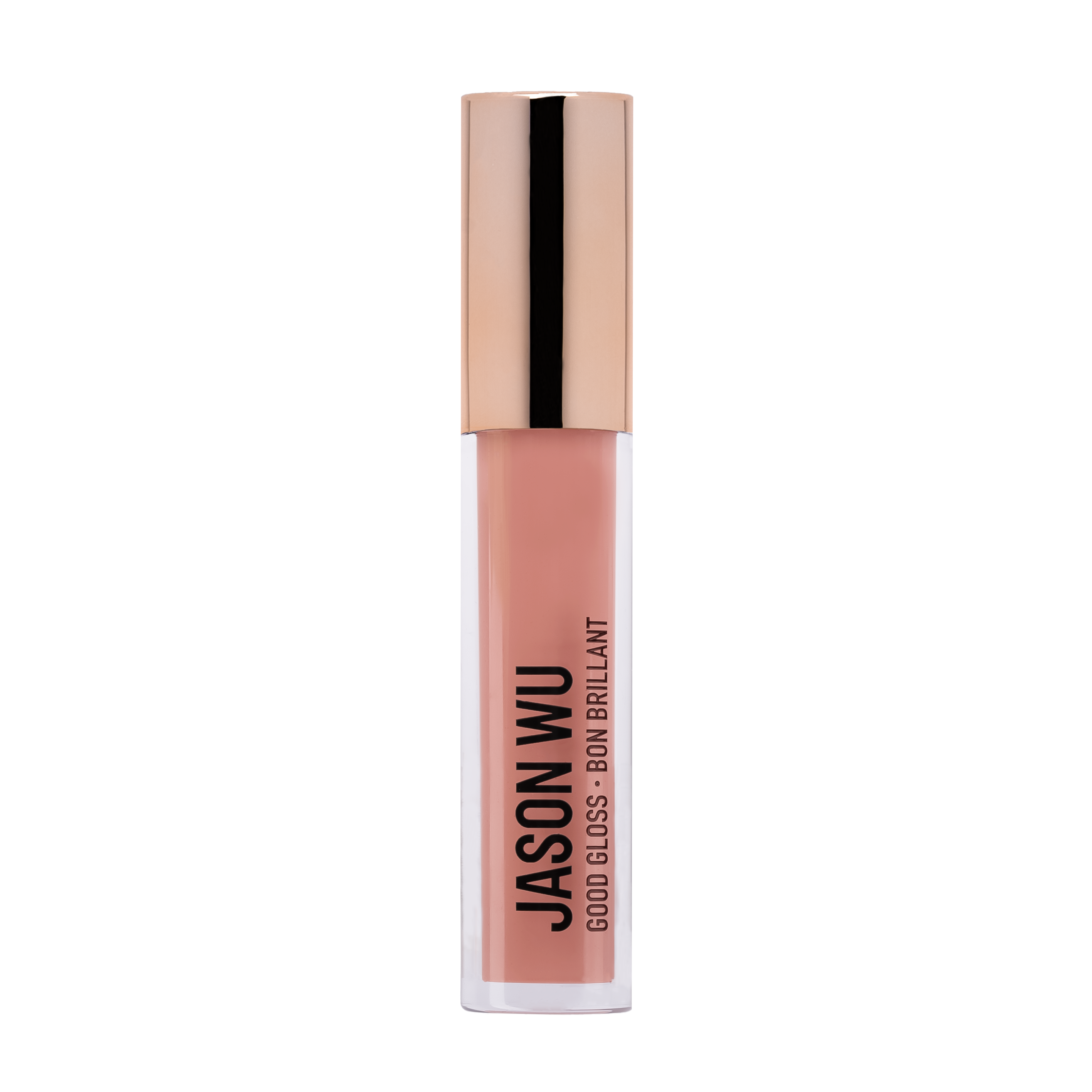 Lip gloss with a rose gold cap labeled 'JASON WU'.