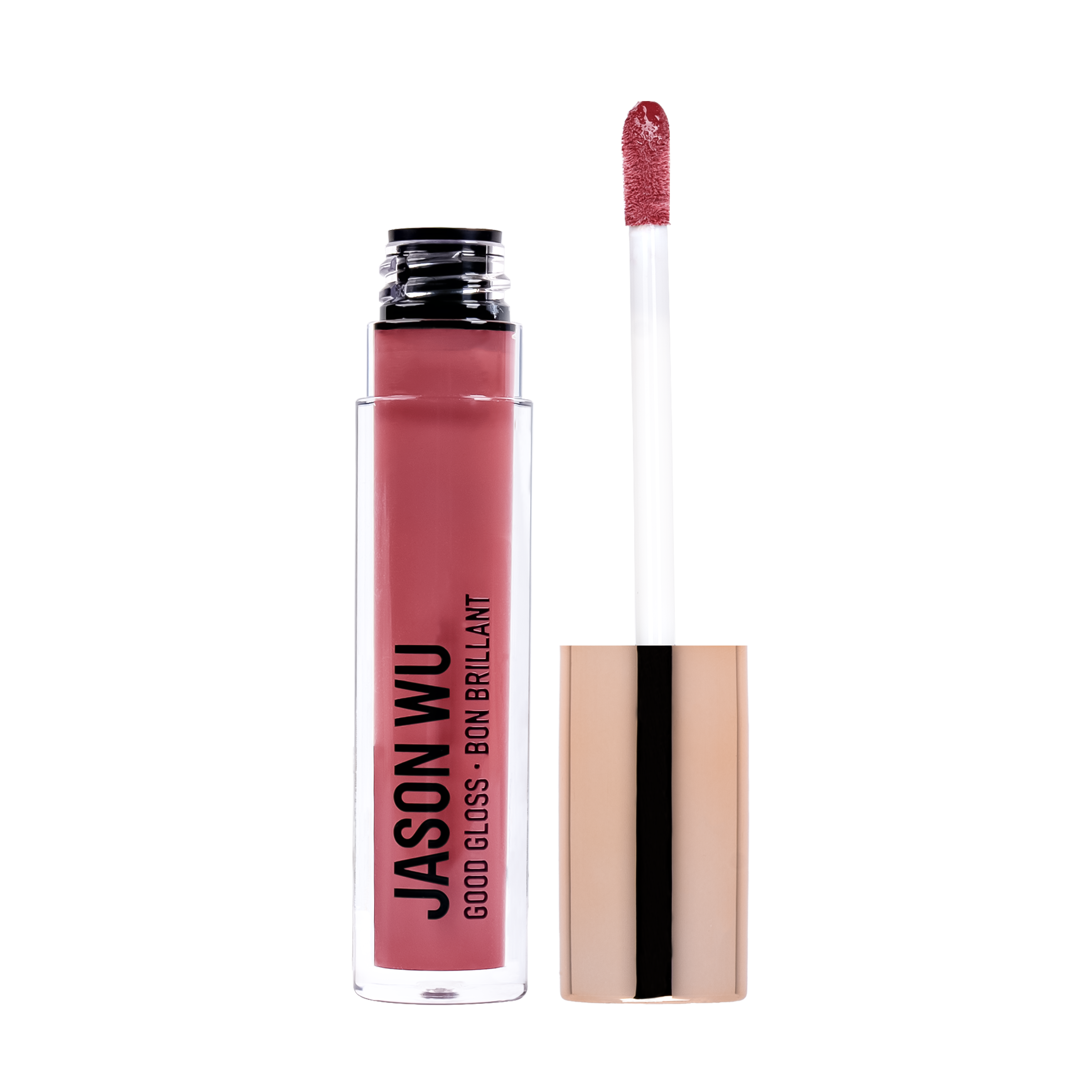 Pink lip gloss with applicator brush