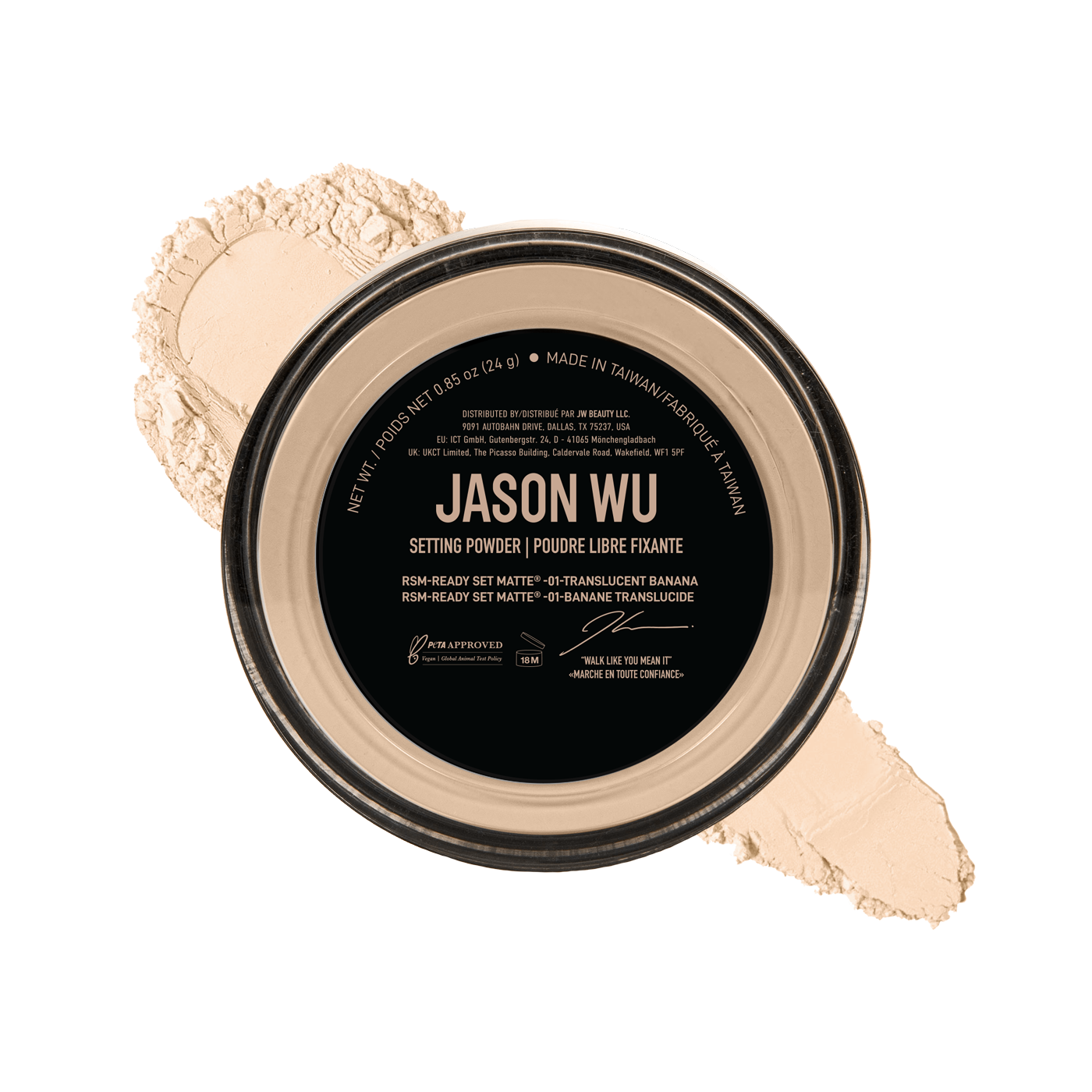 Jason Wu setting powder container with spilled powder.