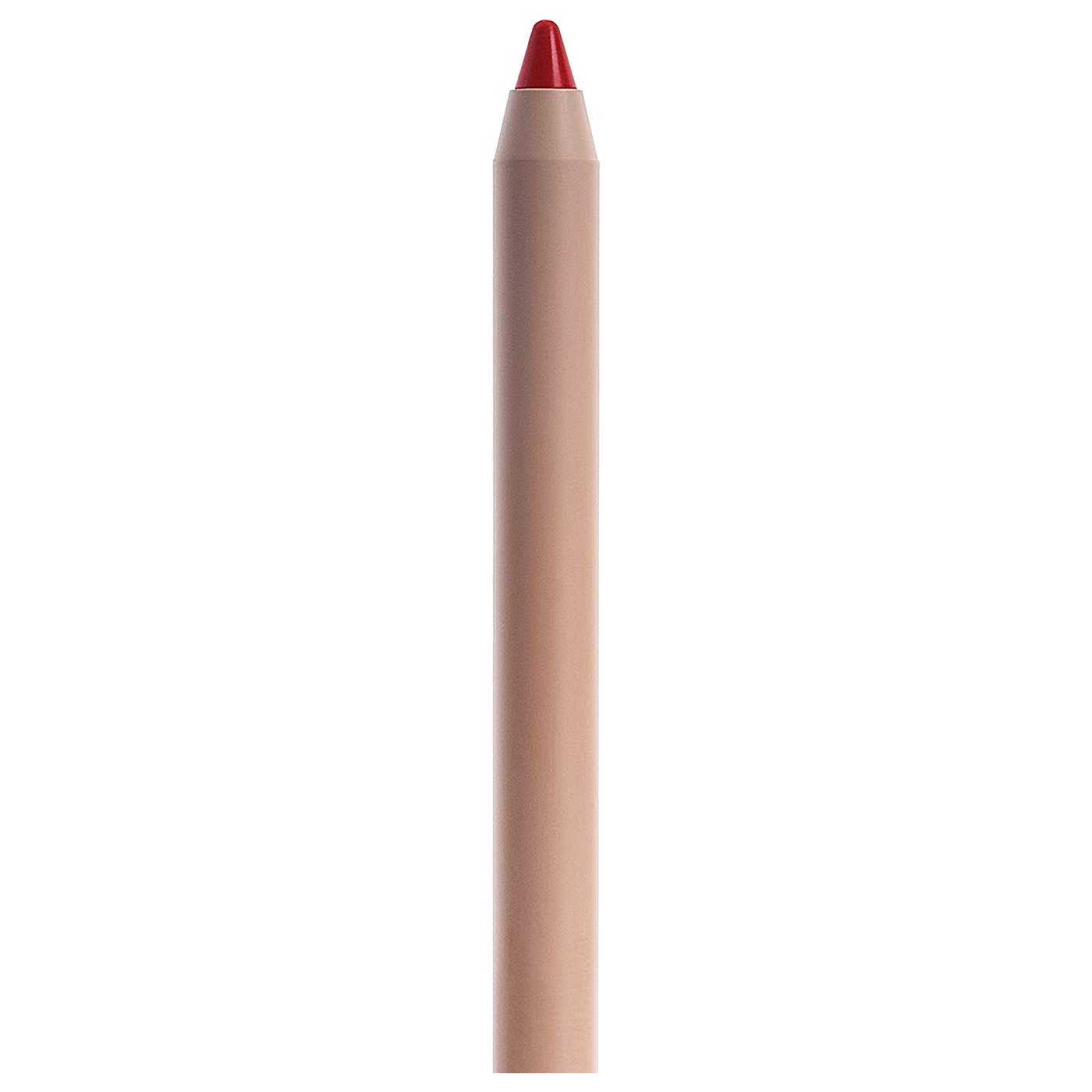 Red lip pencil on a white background