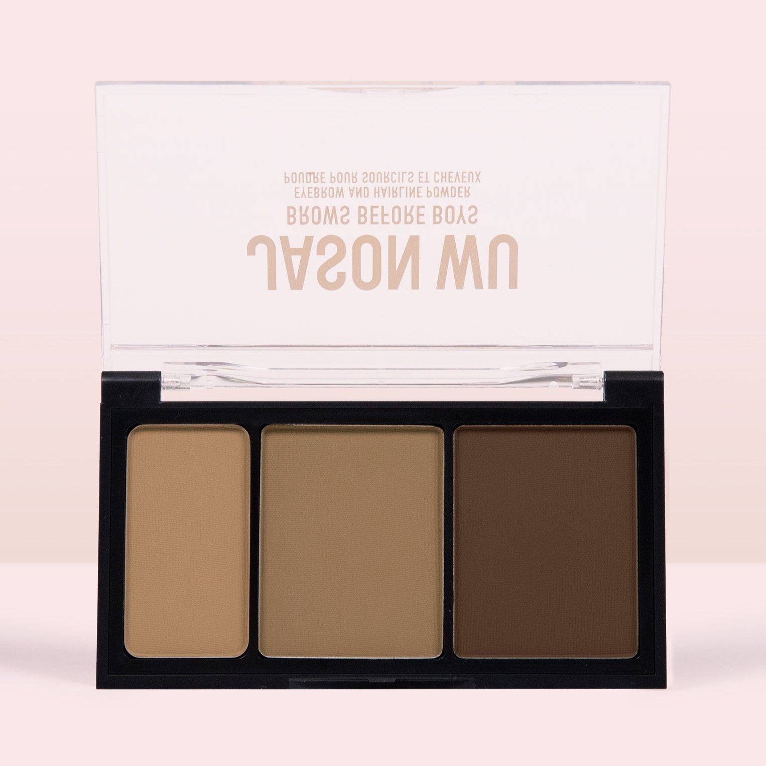 Three-shade makeup palette with open lid