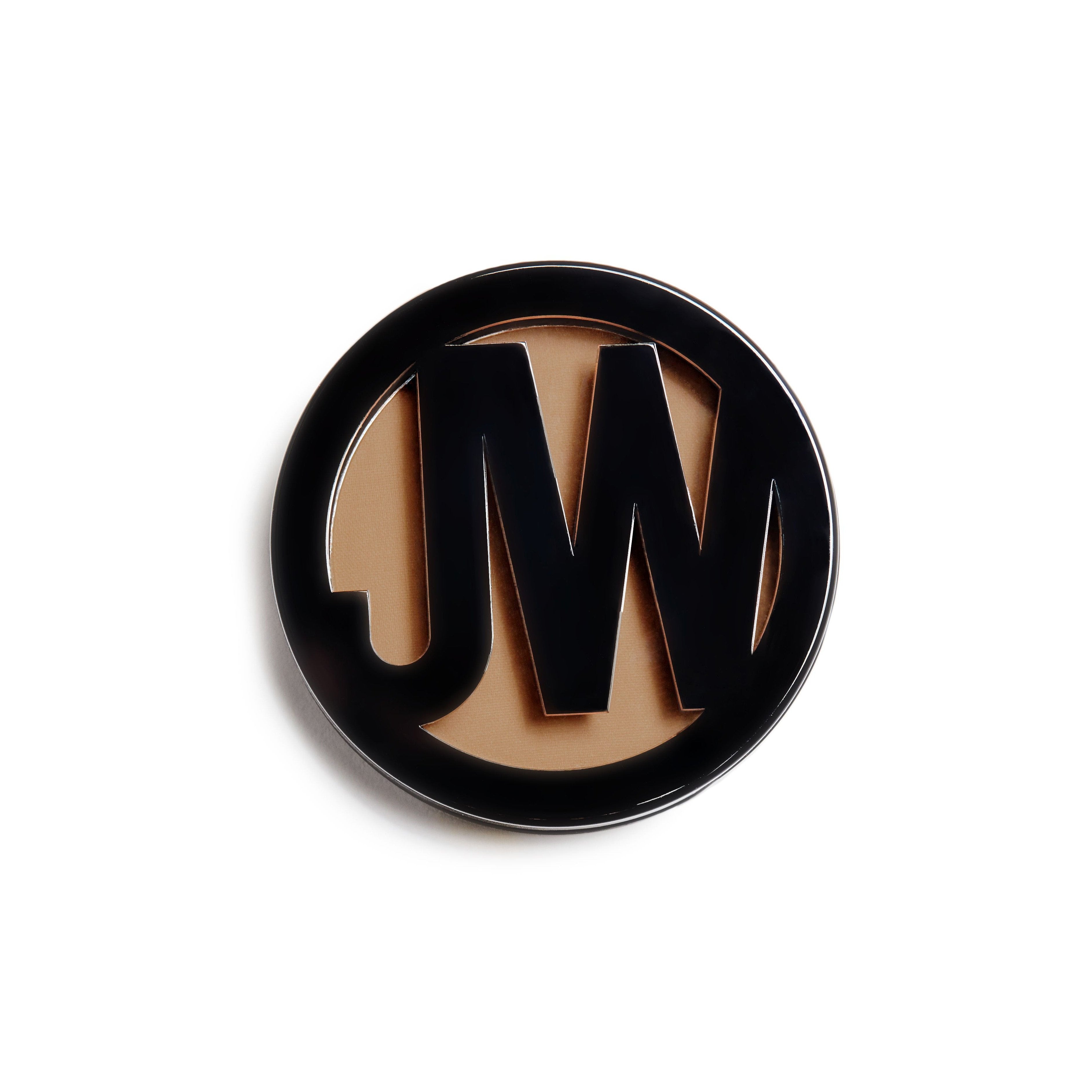 Round logo with JW initials in black on a tan background