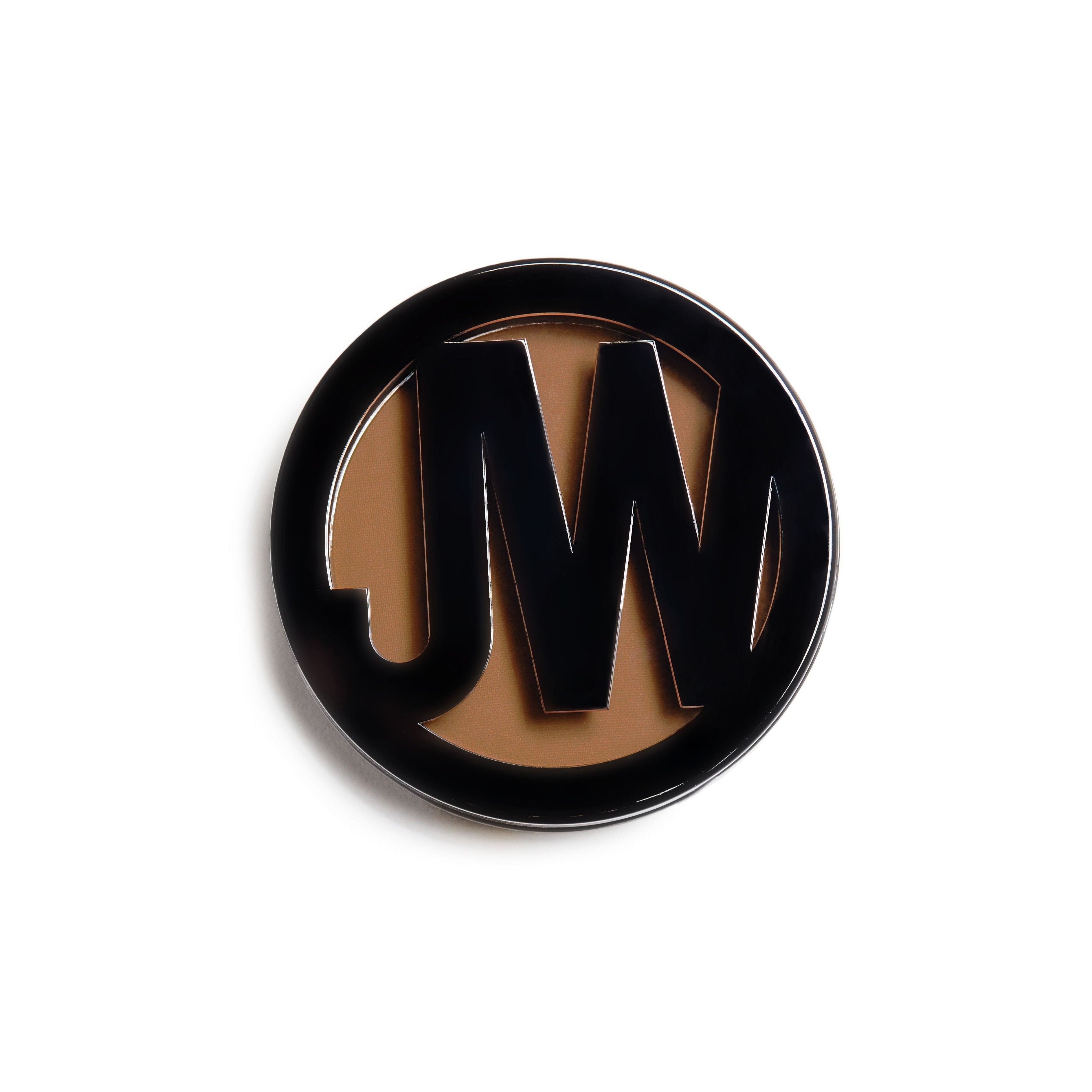 Black JW logo badge on a brown background