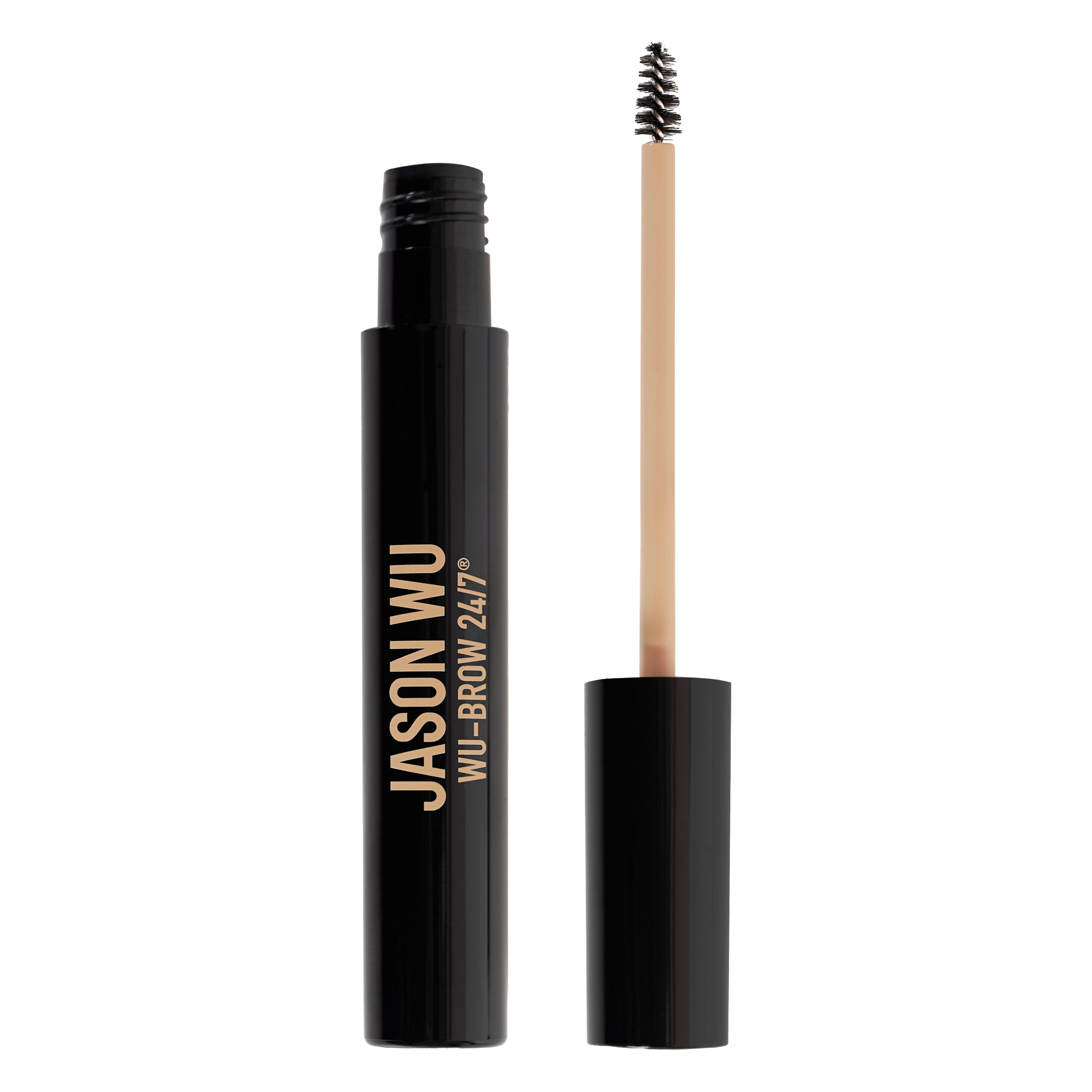 Black eyebrow gel with a brush applicator labeled 'Jason Wu Wu-Brow 24/7'