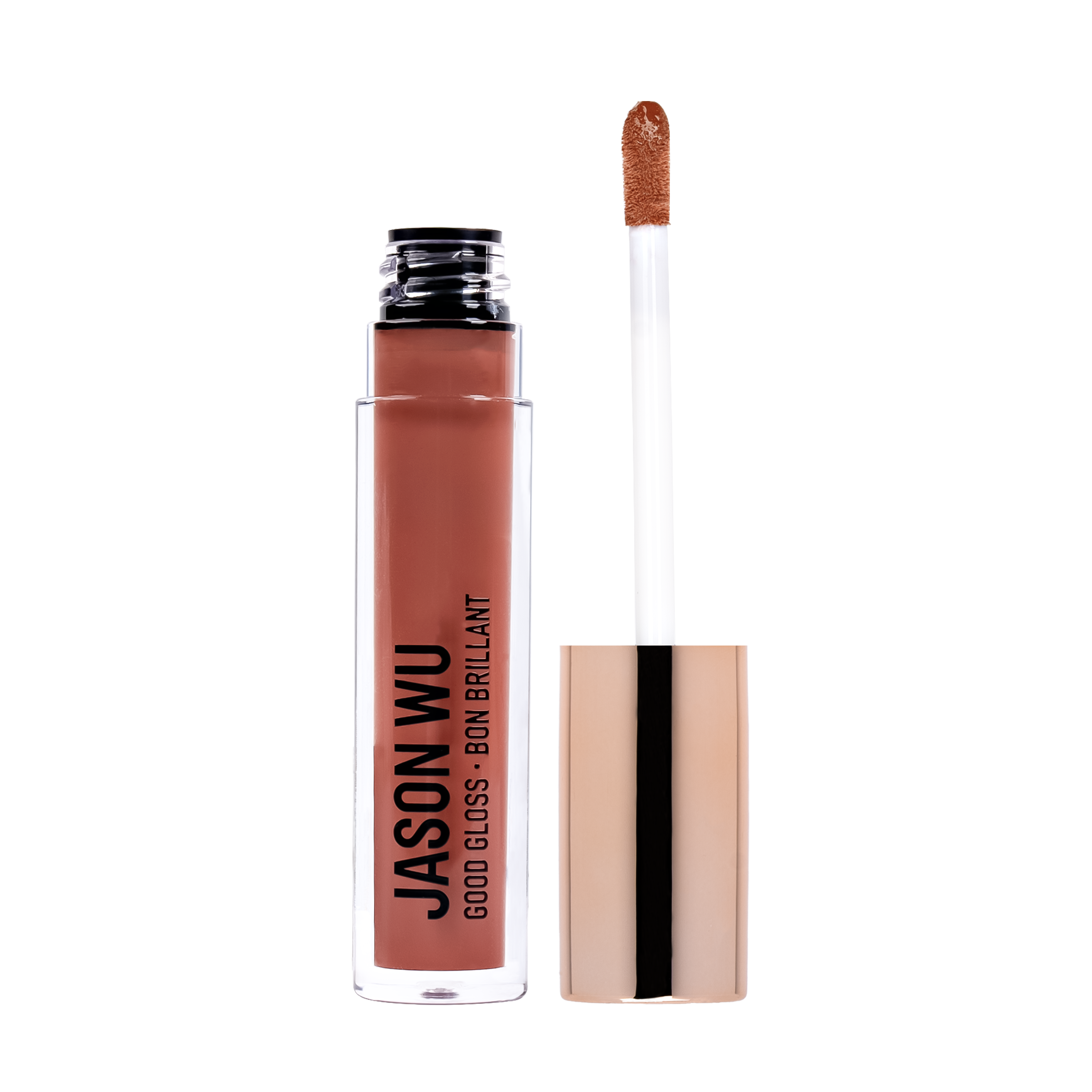 Lip gloss bottle with applicator brush