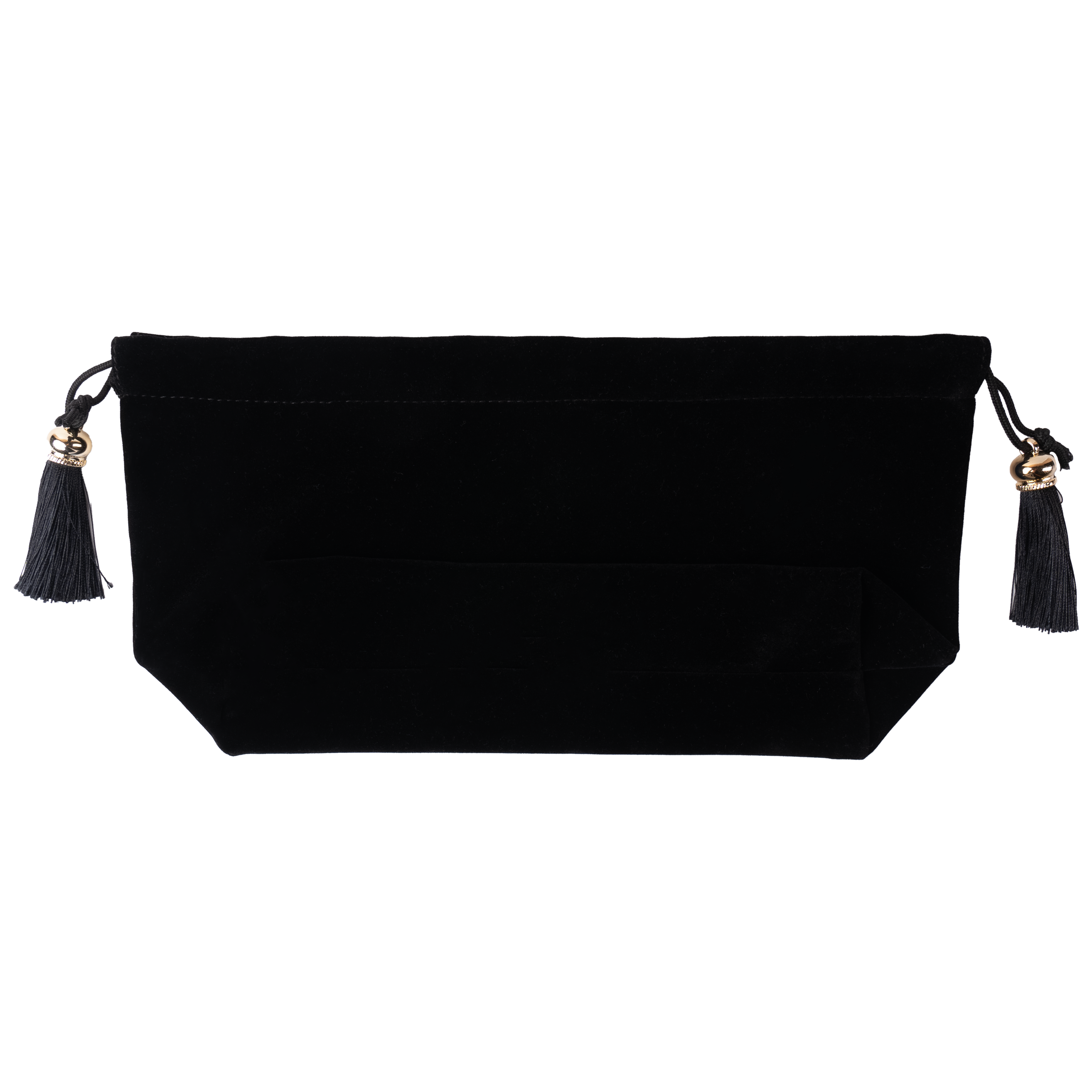 Black rectangular clutch with tassels on both sides