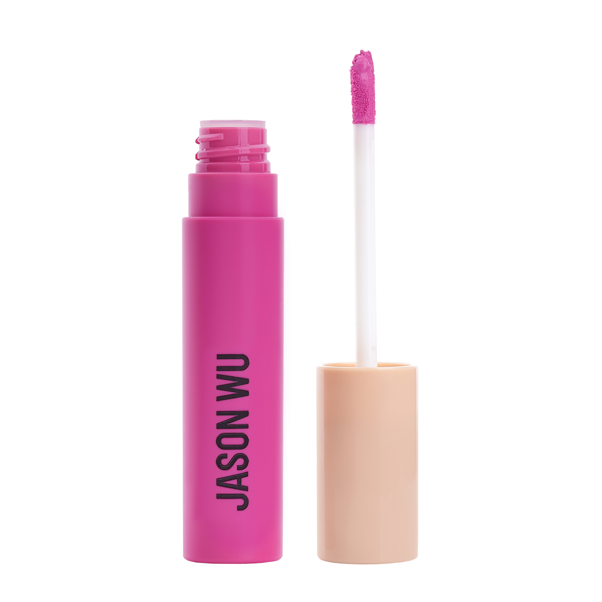 Pink lip gloss tube with applicator