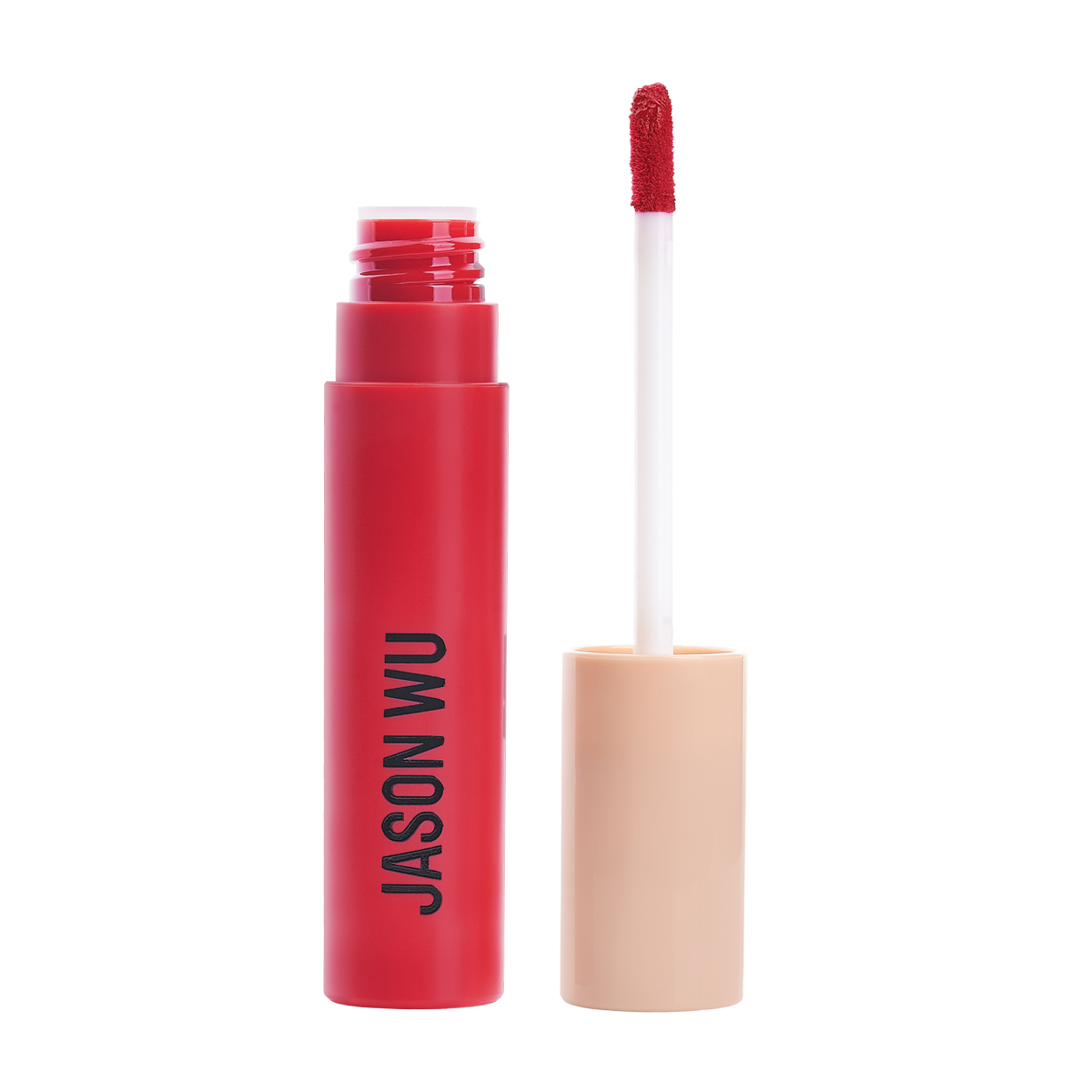 Red lip gloss with applicator wand