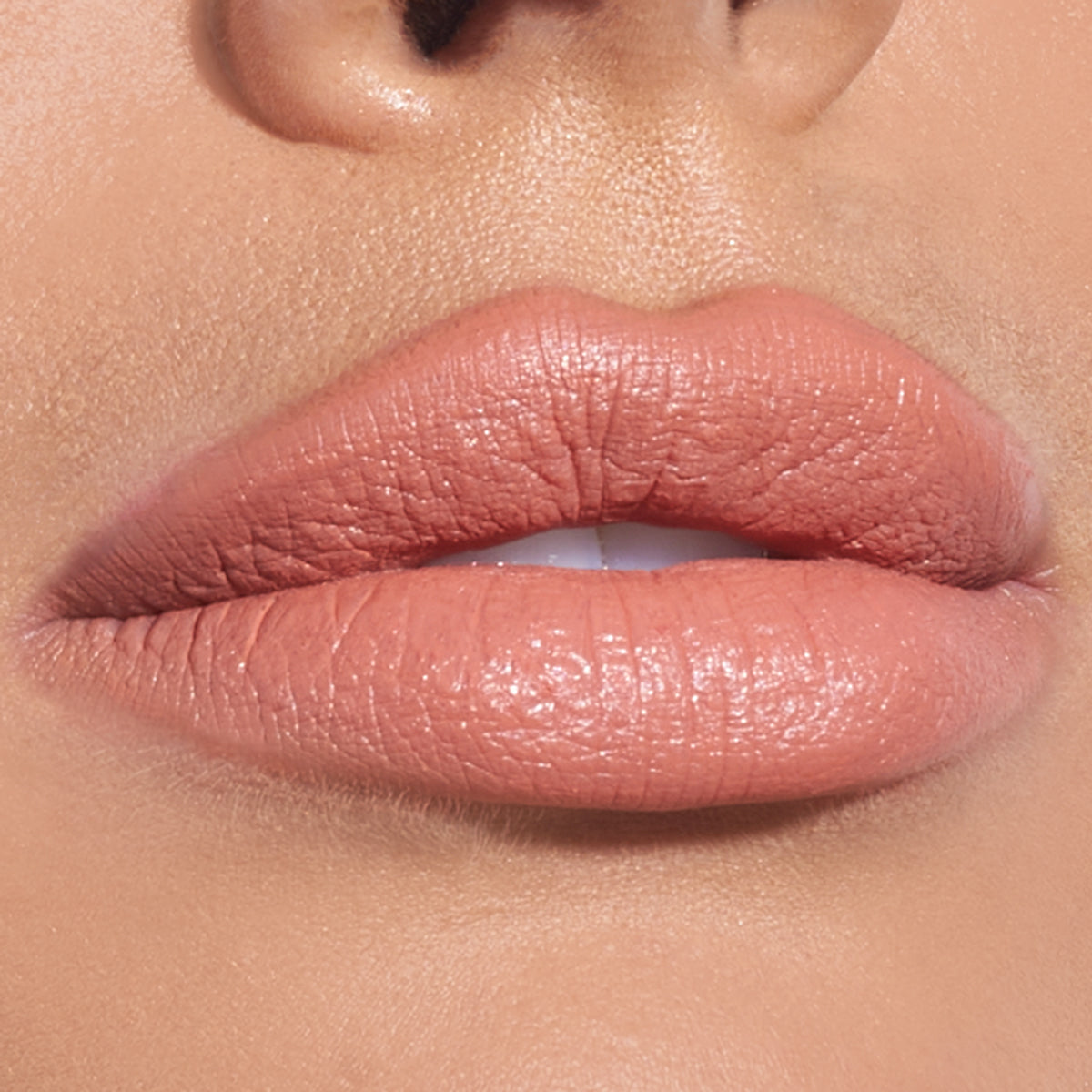 Close-up of lips with natural lipstick