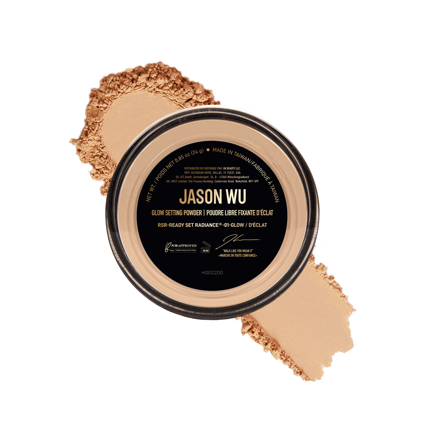 Jason Wu glow setting powder with makeup swatch.