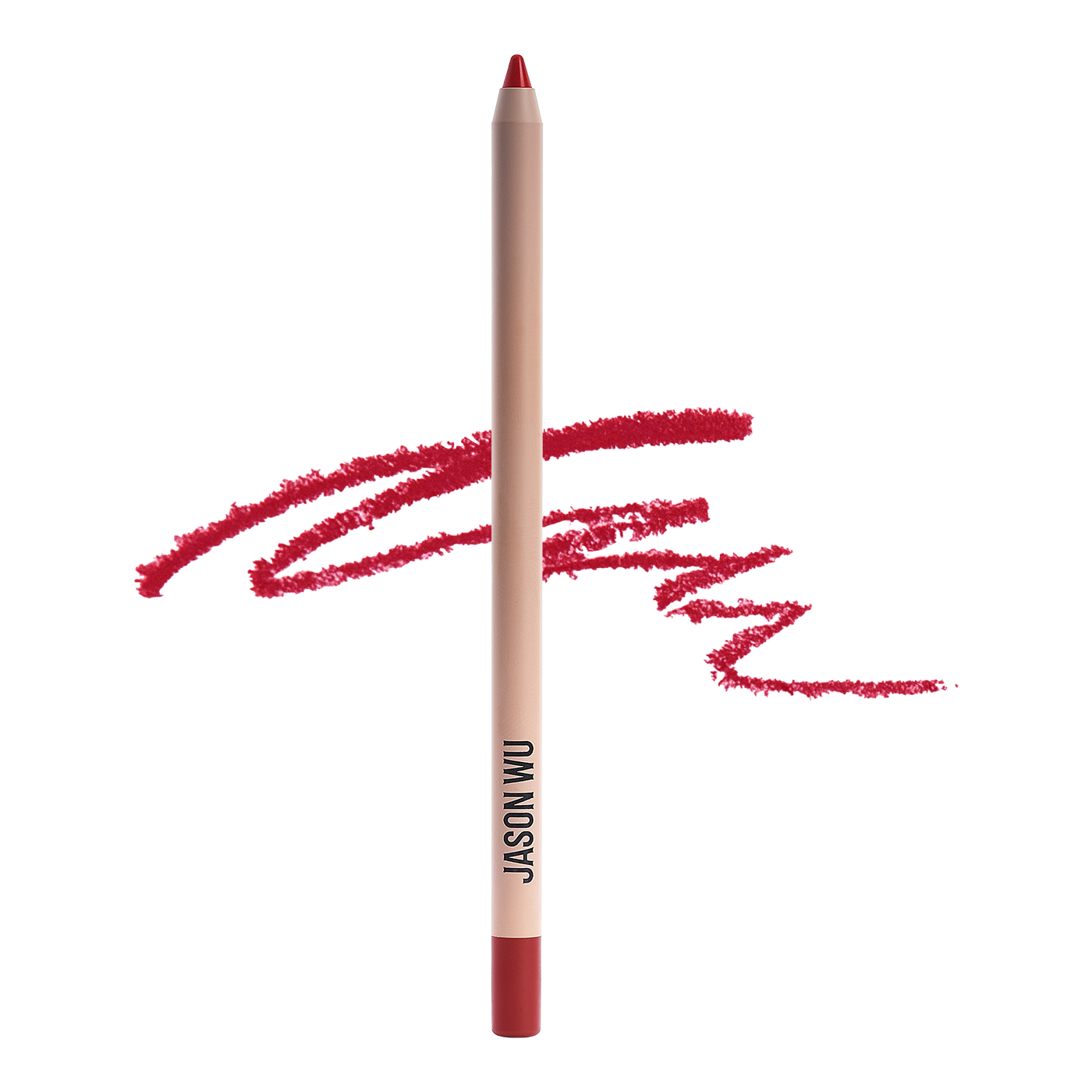 Red lip liner pencil with scribble marks