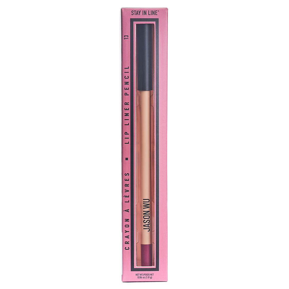 Lip liner pencil in pink packaging