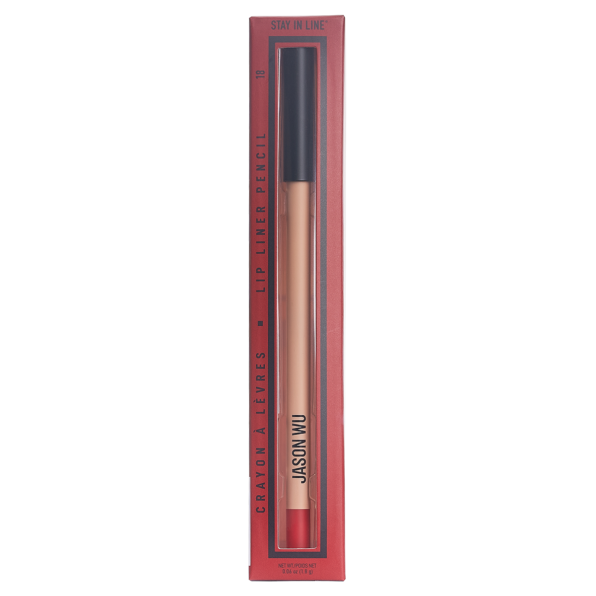 Lip liner pencil in red packaging