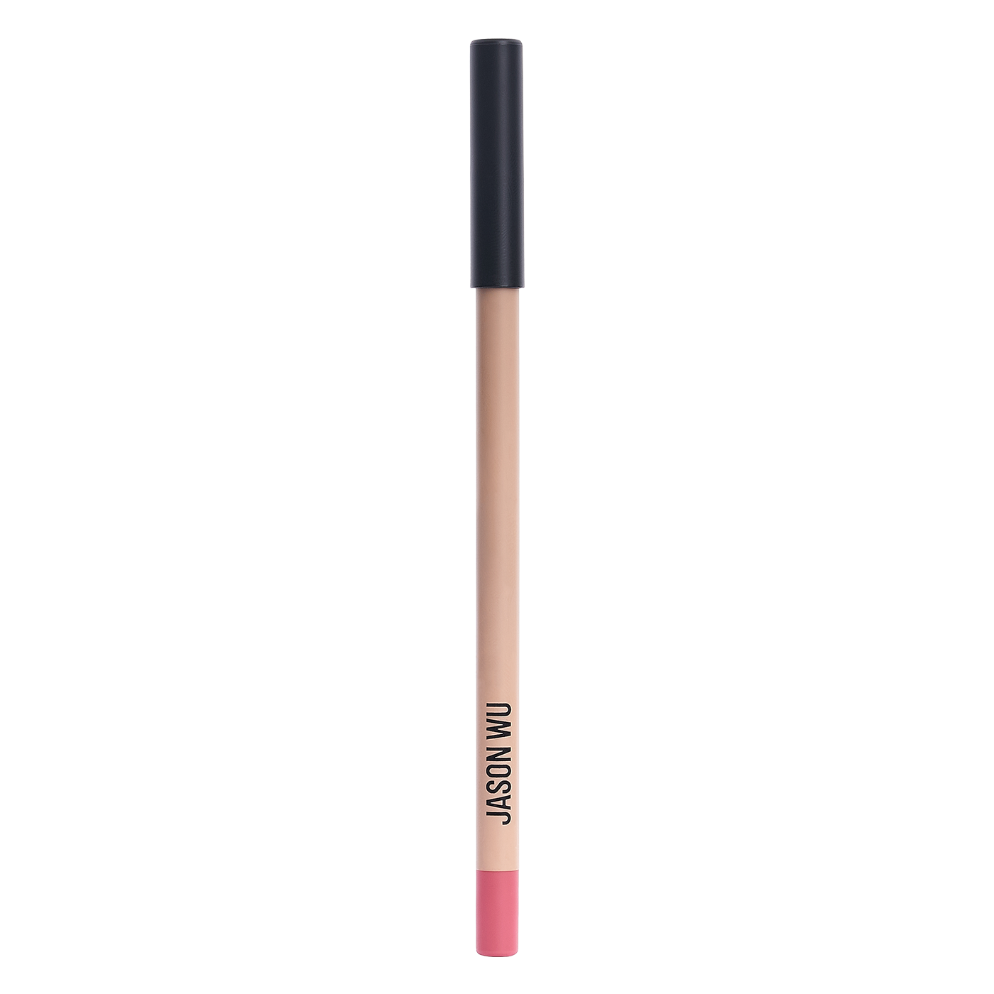 Pink lip liner pencil with a black cap